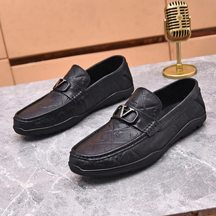 2025 Beanie Shoes Men's Genuine Leather Breathable Easiest for Match Driving Men's Shoes First Layer Cowhide Trbottomy Soft Sole Casual Leather Shoes