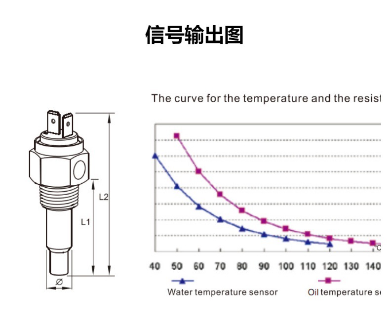 Kus Genuine Water Temperature Sensor Temperature Probe for Measuring Water Temperature, Various Threads Ke00102 Ke00132