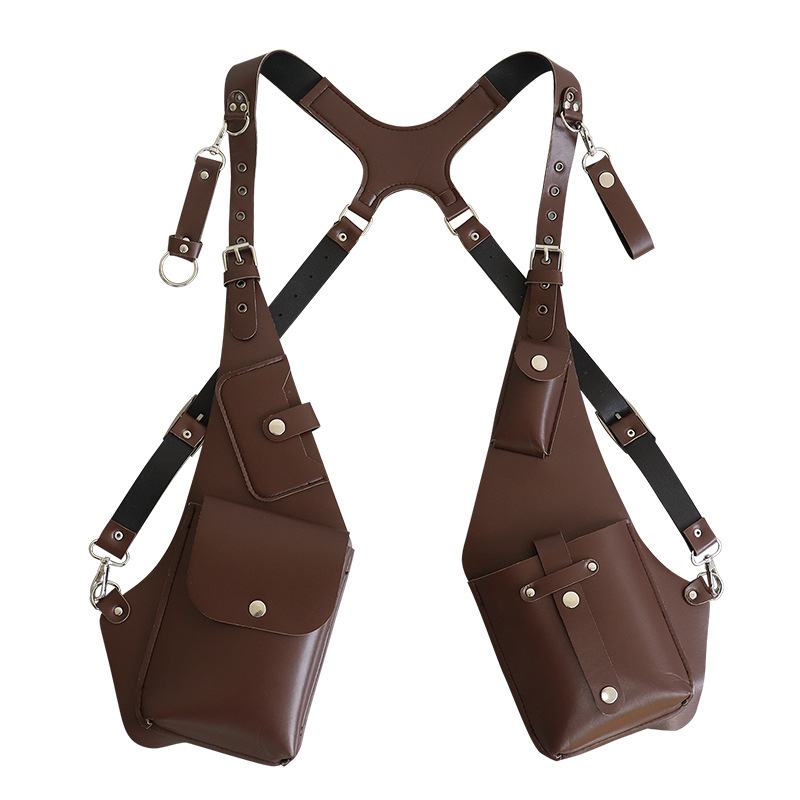 2025 Amazon Cross-border delantal europeo y americano retro PU correa de cuero para axilas bolso para hombre y mujer al aire libre para teléfono móvil