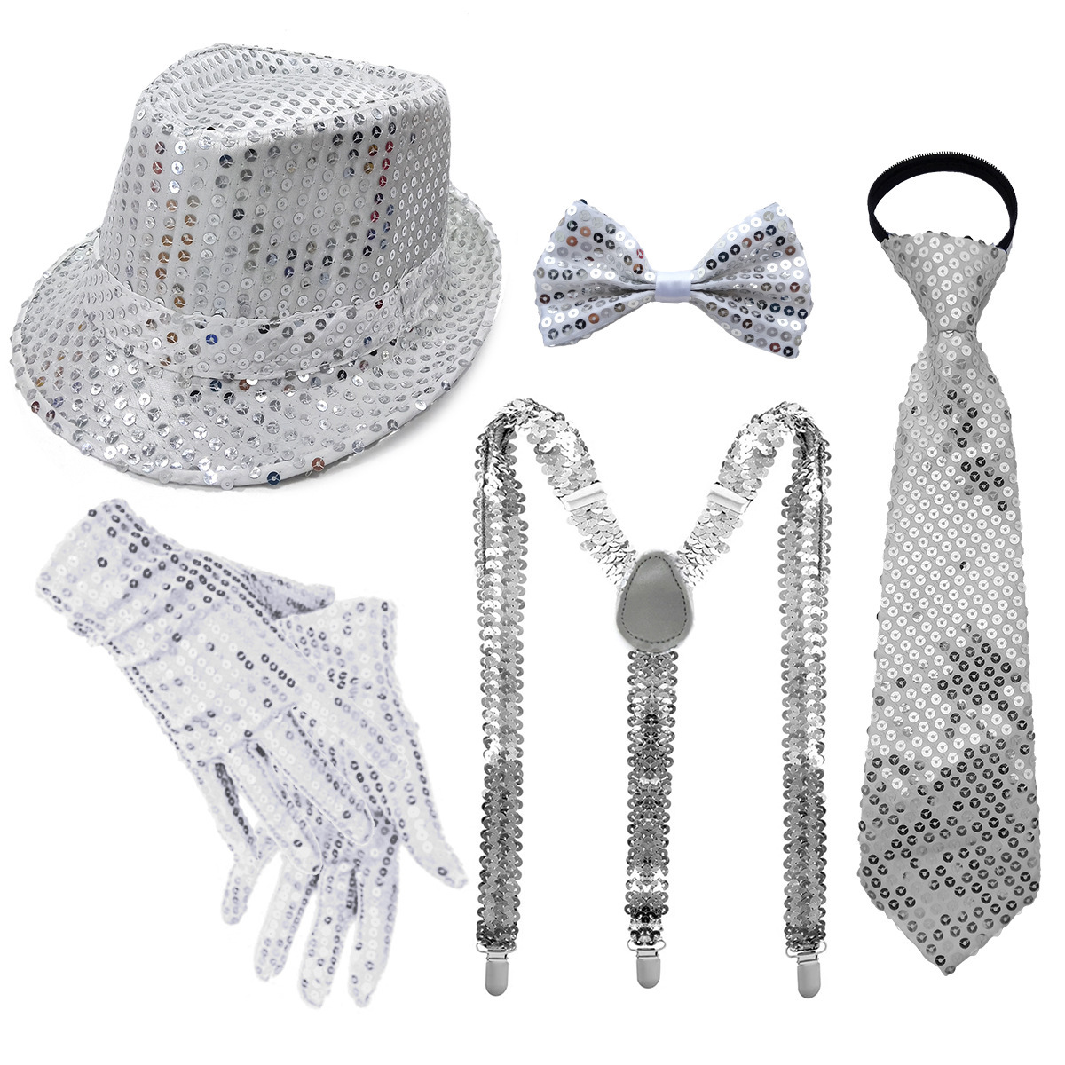 70s DISCO espectáculo accesorios esquinilla sombrero corbata guantes cinturón hombre conjunto Xiaoyin TEMU en stock