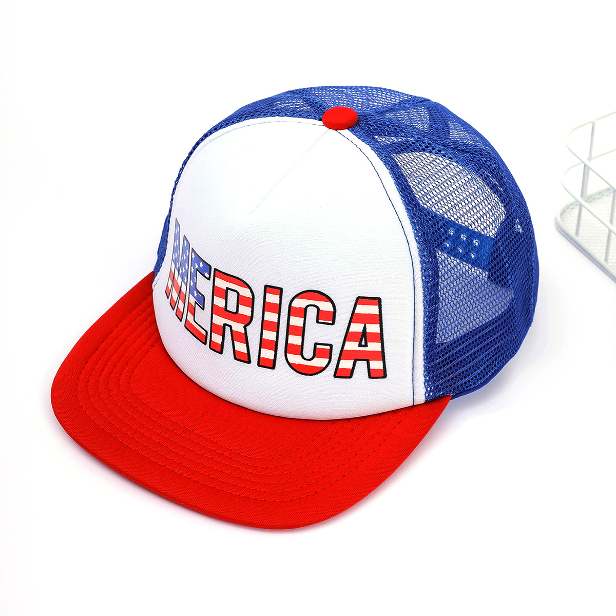 Nueva impresión tridimensional gorra de malla Comercio exterior europeo y americano bandera gorra de béisbol al aire libre gorra de pico