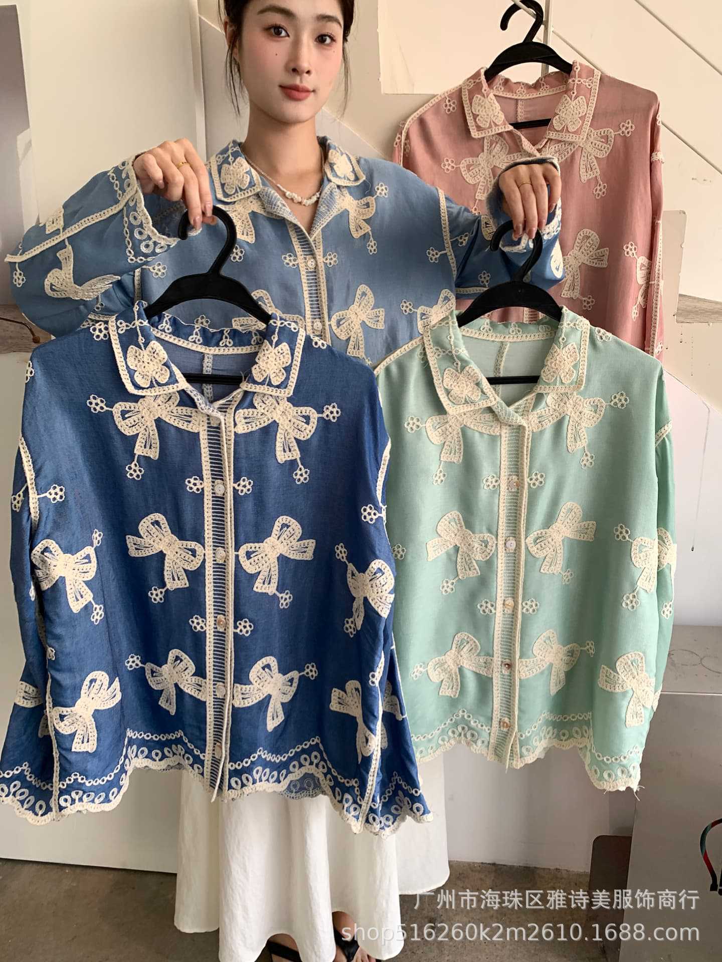 Spring design shirt with bow
