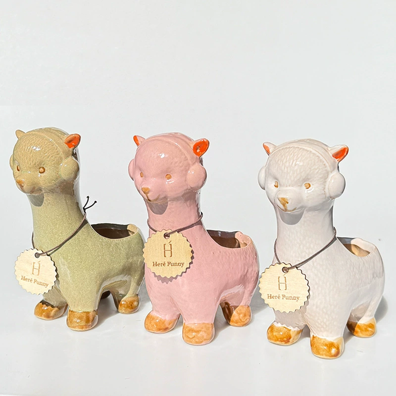 Трансграничный мультфильм сочный цветочный горшок Симпатичная альпака креативный цветочный горшок для животных оптом персонализированный домашний орнамент для украшения класса