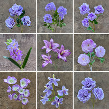 紫色仿真花场景布置摆件玫瑰蝴蝶兰百合绣球满天星假花仿真花批发