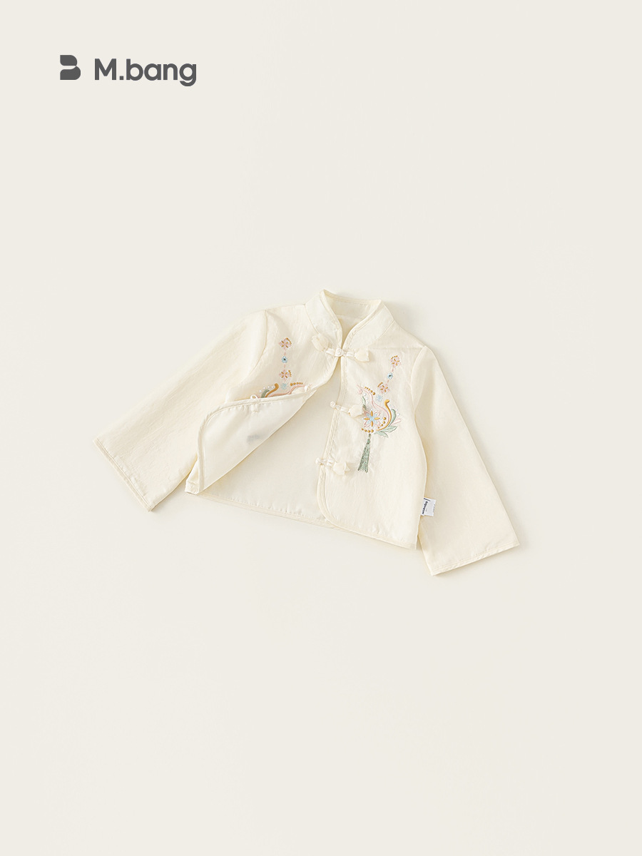 Youbao ropa para niños chaqueta para niñas nuevo estilo chino primavera 2025 nuevo cárdigan con hebilla de disco top bordado de estilo nacional para niños