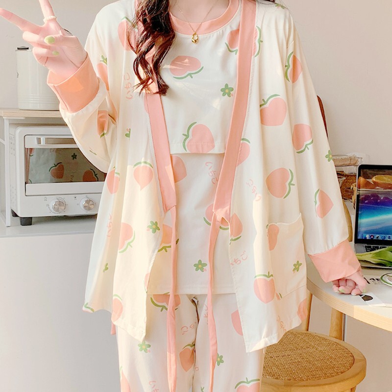 Moon clothing three-piece spring and autumn cotton April 5 thin postpartum lactation clothing wearing pregnant women's pajamas Maternal lactation