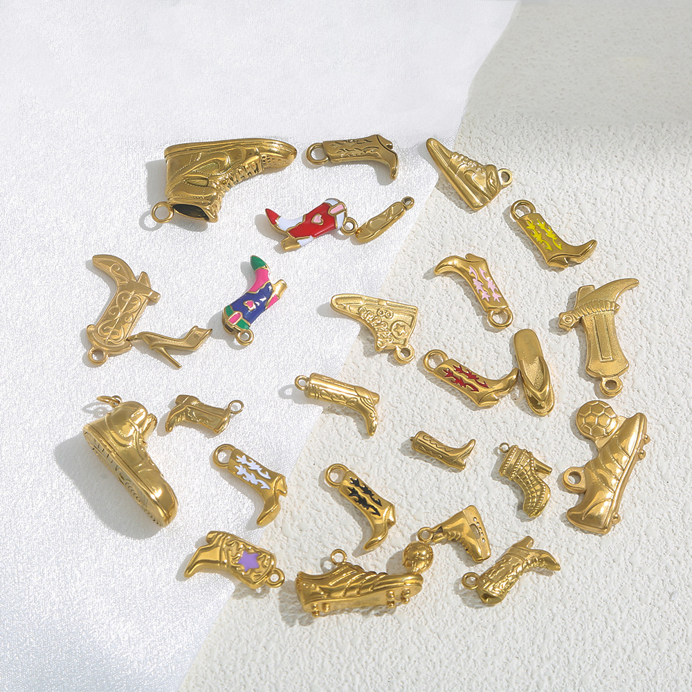 6g Weight Pendant Jewelry Making Type Charms Classification 5 PCS/Package Quantity 304 Stainless Steel Material Boots Pattern All Seasons Season Plating Design Retro, Classic Style Style 5 PCS/Package 304 Stainless Steel Boots Pendant Charms 3