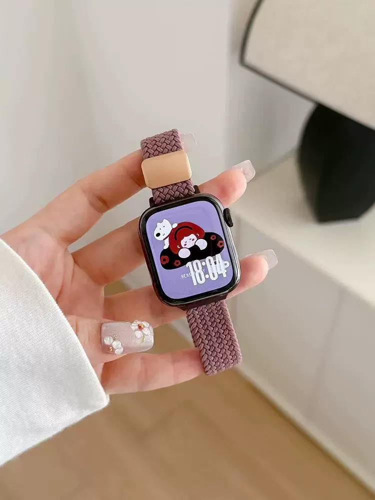 【Детально】Совместимо с ремешком iwatch10 S9 Apple Watch applewatch8 нейлон бороздчатый магнитный всасывание