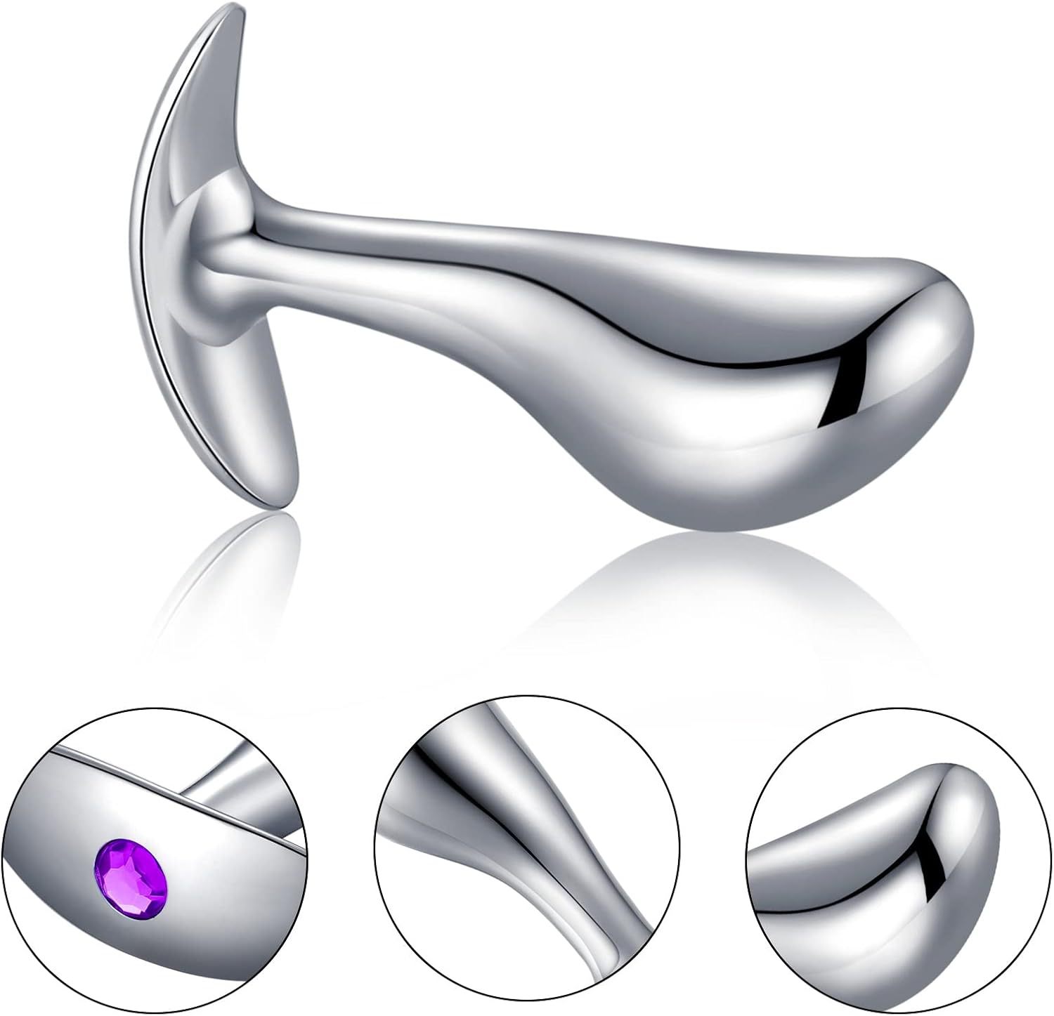 Stainless Steel Anchor Anal Plug with Gem Detail, Handle-Controlled Prostate Massager, Large Size — detail image 2