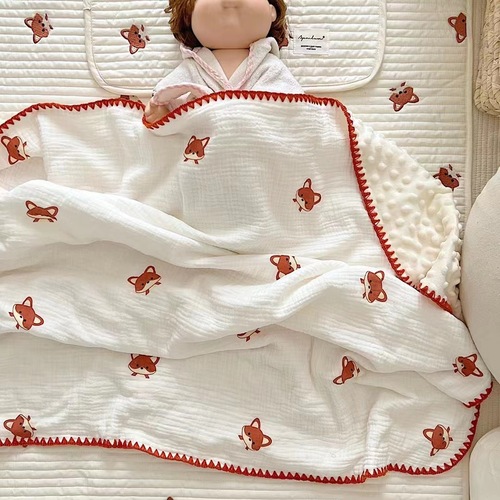 Cotton Double Layer Bead Blanket Four Seasons Children's Coverlet Kindergarten Nap Blanket