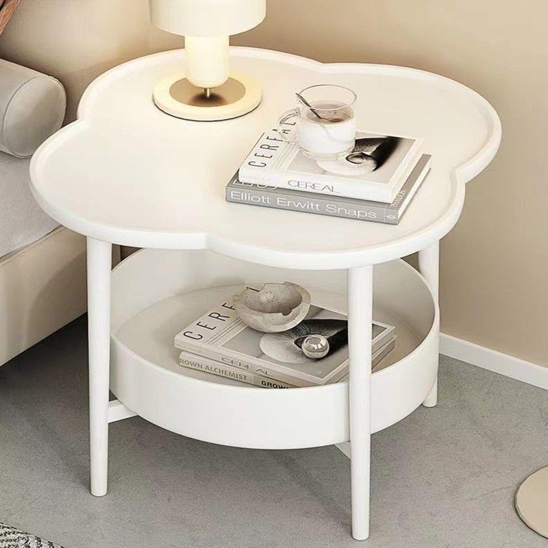 New Style Bedside Table, Movable Sofa Side Cabinet, Cream-Style Mobile Bedside Table, Internet-Famous Four-Leaf Clover Storage Rack