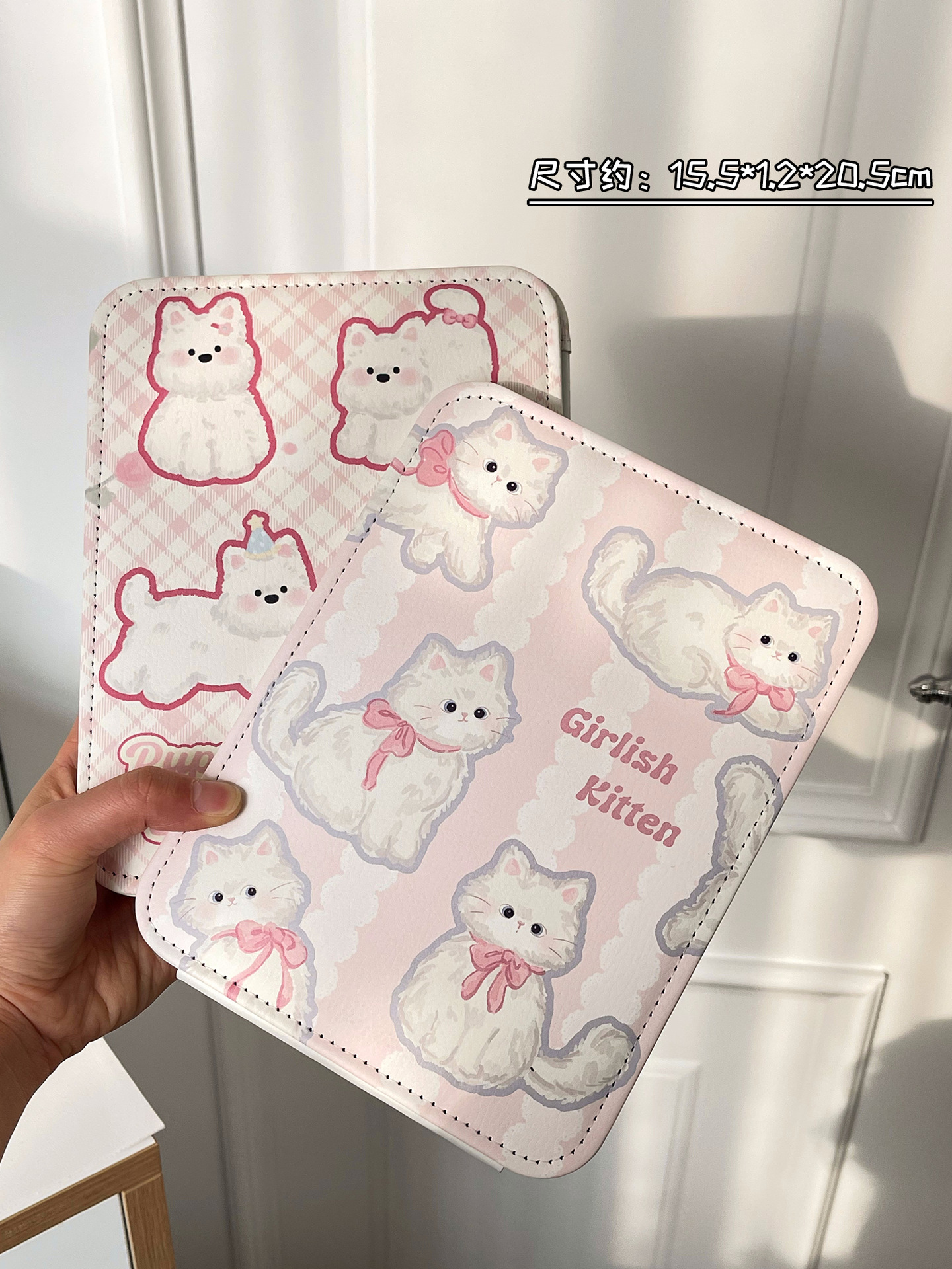 Lindo gato espejo plegable escritorio puede estar de pie estudiante mujer vestidor portátil maquillaje doméstico espejo pequeño