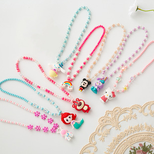 Children's star Delu necklace accessories cute princess cartoon strawberry bear pendant children's baby girl jewelry jewelry