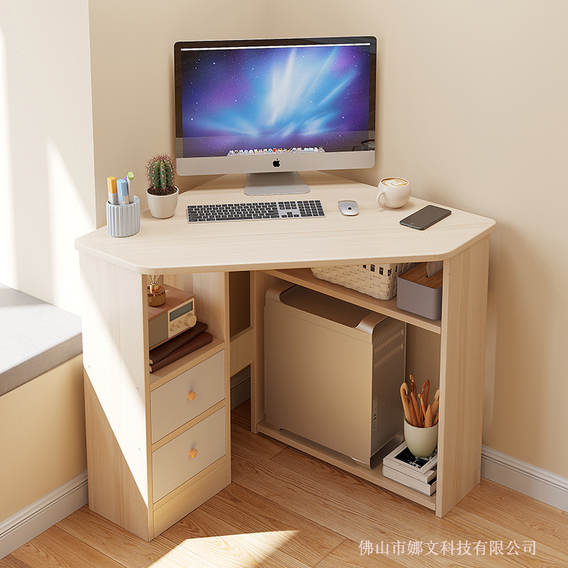 Small Apartment Office Desk, Triangular Study Desk, Corner Computer Desk, Simple Corner Writing Desk for Home Use Small Apartment Office Desk, Triangular Study Desk, Corner Computer Desk, Simple Corner Writing Desk for Home Use