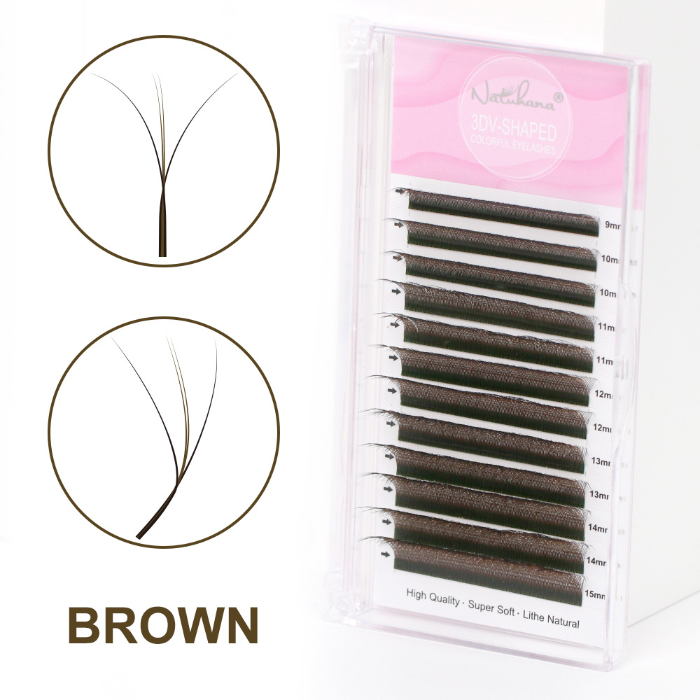 NATUHANA 0.07 Trébol sándwich W Pestañas de color malla tejido flor de manera uniforme pestañas injertadas