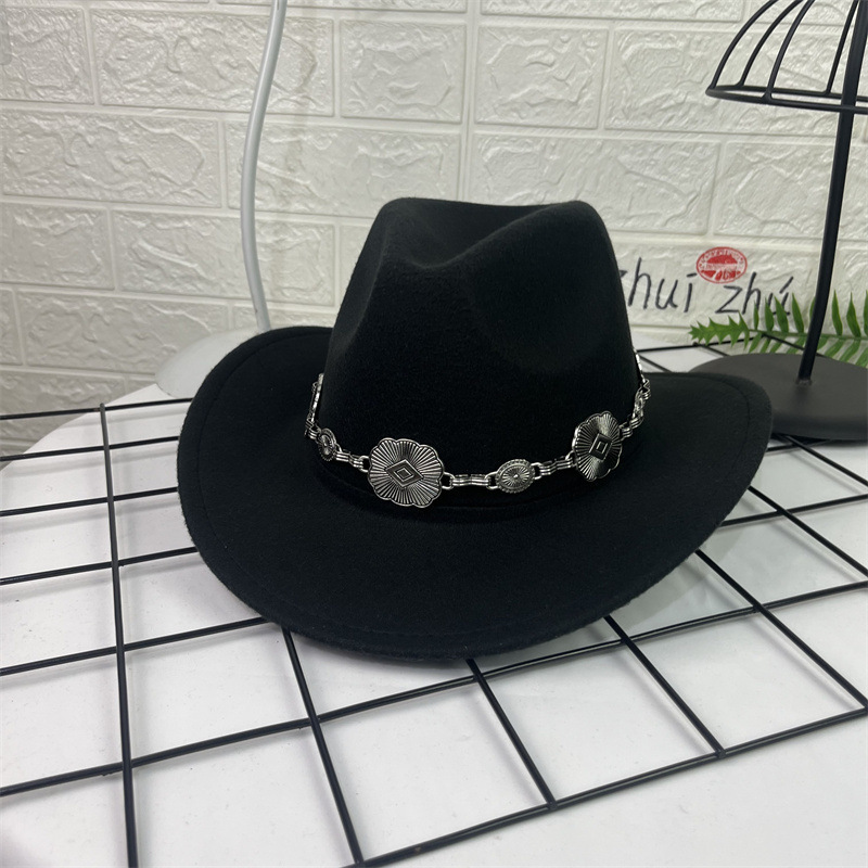 Sombrero Cowboy de Lana con Dije Ovalado de Ala Ancha para Primavera image 8