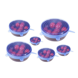 6-Piece Set of Refrigerator Fresh-Keeping Bowl Lids, Heated Sealing Lids, Kitchen Round Silicone Cling Film Sealing Lids Wholesale