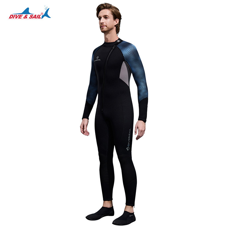 DIVE&SAIL3MM ワンピースダイビングスーツ メンズ 長袖 厚みのあるサーマルウェットスーツ シュノーケリング サーフィン 水泳 ウェットスーツ|undefined