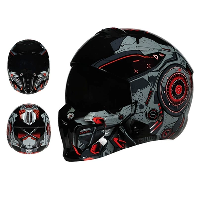 All-Season Scorpion Helmet Combination Half — Motosiklet kaskı (dəbilqə) - 856-red-mecha-second-generation-black-lens-m55-56