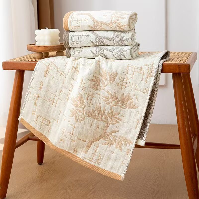 Hemp Towel Multi-Layer Gauze Jacquard Type a Towel Can Be Ordered with Logo Gift Towel Home Towel
