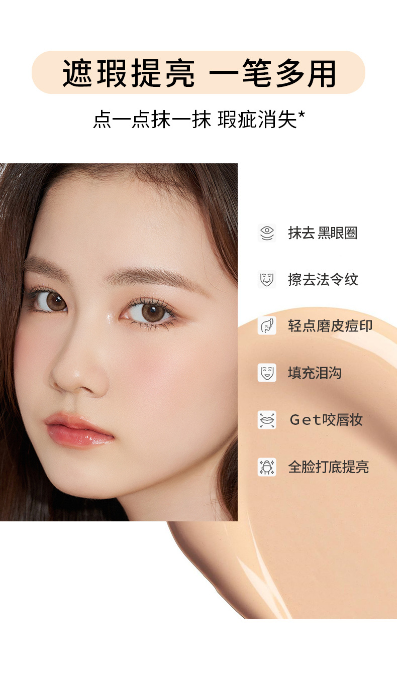 Cross-border makeup facial concealer, long-lasting and adherent three-color concealer, non-powdering concealer, brand wholesale cosmetics Specification drawing