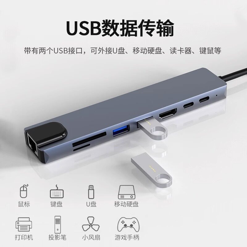 Cross-border Type-C Docking Station HDMI 4K Screen Mirroring Device Multifunction Multi-port HUB Splitter All-in-One Expansion Dock