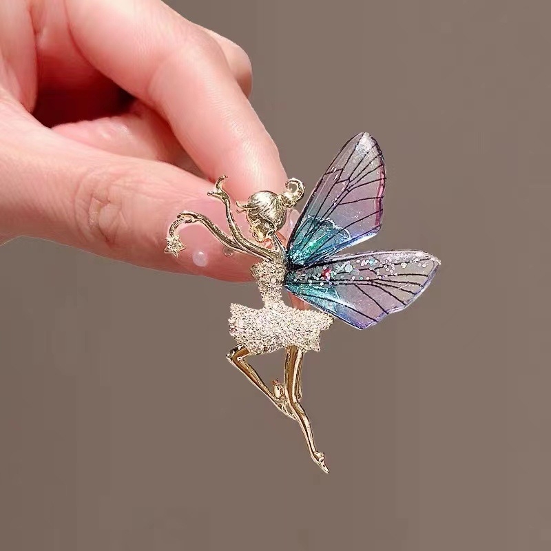 Angel Wings Pattern Cute Pin Angel Wings Alloy Inlay Zircon Women'S Brooches
