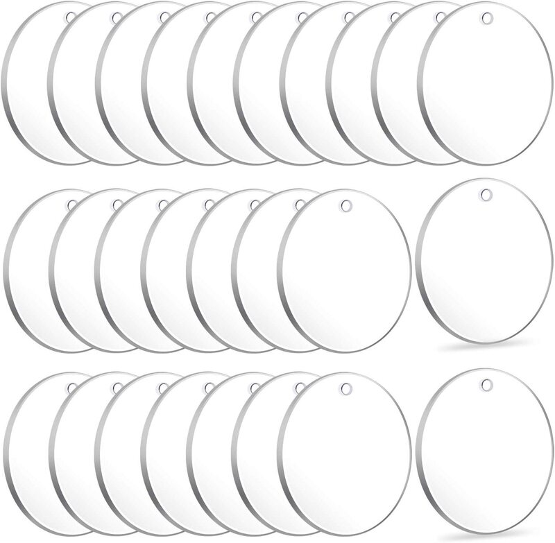 Acrylic Keychain Blank Transparent Keychain Round Disc Acrylic DIY Keychain Cross-Border Engraving
