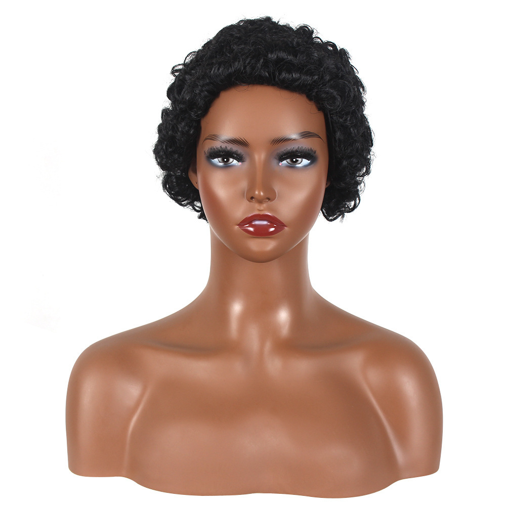 Pelucas cortas y rizadas para mujer, fibra sintética, afro, pelucas pequeñas y rizadas._voghion.com