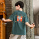 Boys T-shirt Short-sleeved Cotton 2024 Summer New Style Middle and Large Children's Clothes Fashionable Handsome Children's Street Top Summer Clothes