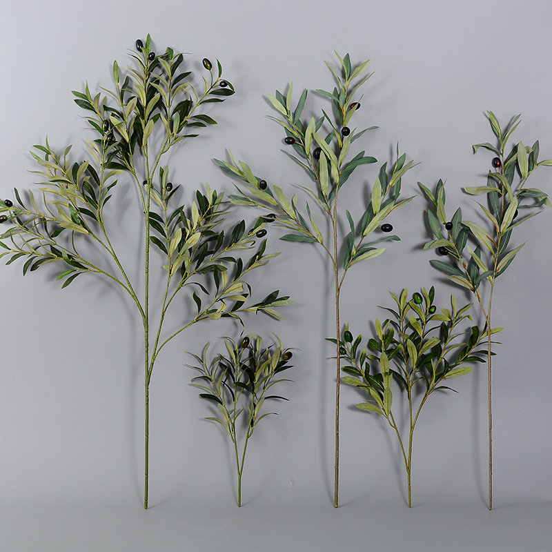 Simulation single olive branch olive leaf 3 fork 4 fork 6 fork 18 fork with fruit length olive simulation flower wedding