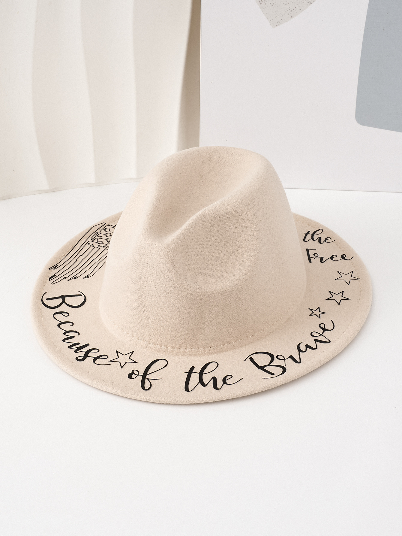 Hand Painted Star Pattern Wool Felt Cowboy Hat For Women_voghion.com