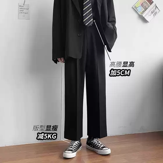 Suit Pants Men's Spring New Fashionable Brand Loose Straight Casual Pants Fashionable All-match Wide-leg Semi-elastic Trousers