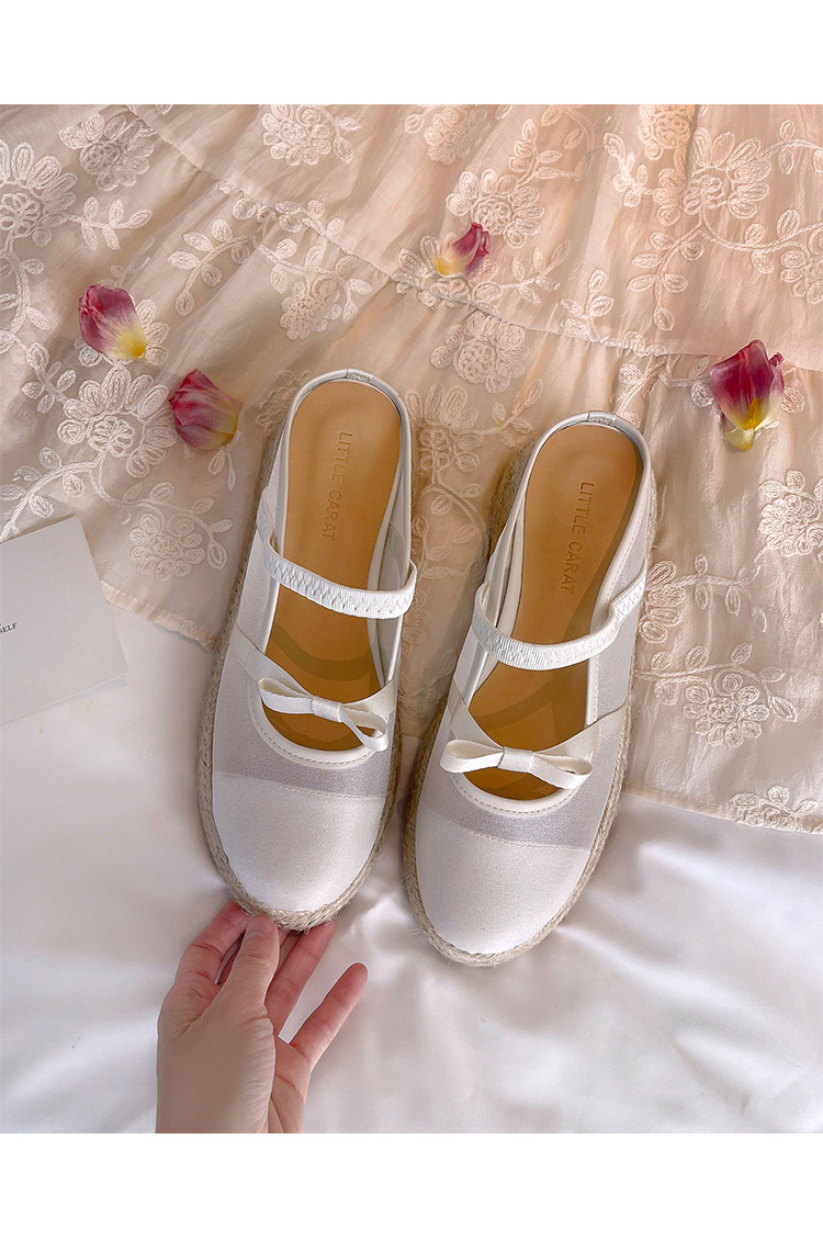 Xăng đan gót xuồng dệt đế dày 5cm bít mũi lưới phong cách nghỉ dưỡng — Lưới kim cương nóng, Lưới chấm bi, Lưới chi tiết 31