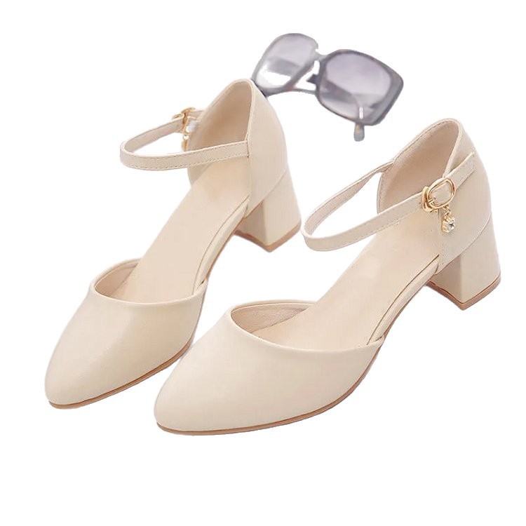 Fairy wind con una correa de tacones altos y tacones medios zapatos de mujer versátiles 06 nuevos zapatos de mujer de verano con arco de mariana