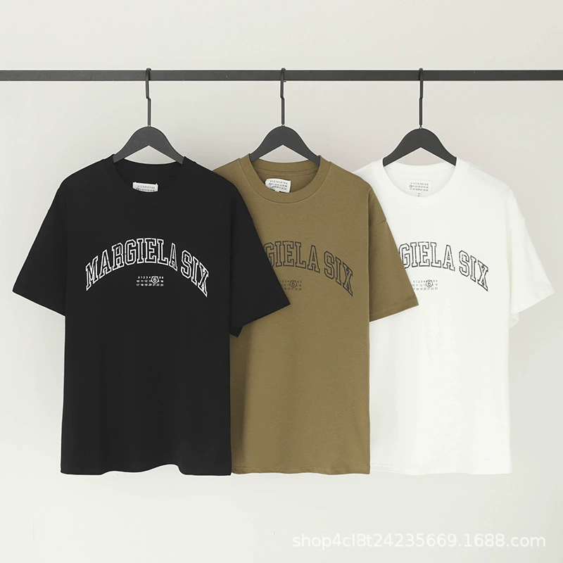 Трендовая футболка с круглыми воротниками Maison Margiela 25SS с цифровым узором, короткие рукава, для мужчин и женщин