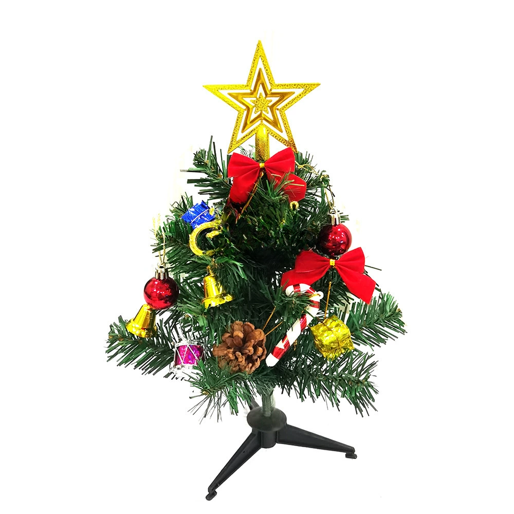 Мини-елка-табличная Christmas, 30 см, предварительно украшена игрушками и светодиодной гирляндой (батареи не включены)