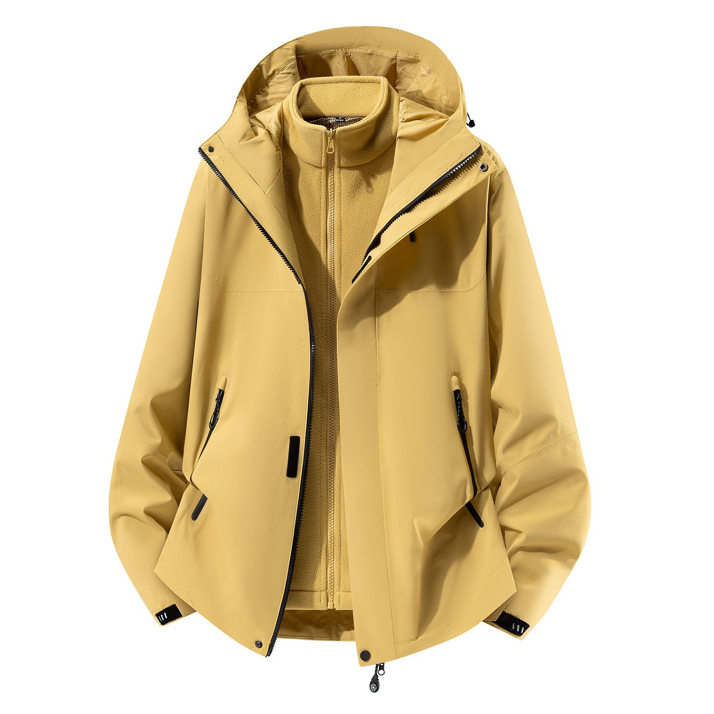 Autumn and winter couple's three-in-one windbreaker, windproof and warm, detachable two-piece set, women's outdoor sports ski jacket