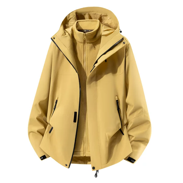 Autumn and winter couple's three-in-one windbreaker, windproof and warm, detachable two-piece set, women's outdoor sports ski jacket