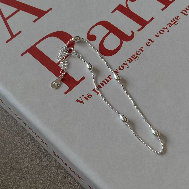 925 Sterling Silver Round Beads Rice Bracelet Women's Ins Niche Design Simple Light Luxury High-end Olive Beads Peas Bracelet 925 Sterling Silver Round Beads Rice Bracelet Women's Ins Niche Design Simple Light Luxury High-end Olive Beads Peas Bracelet