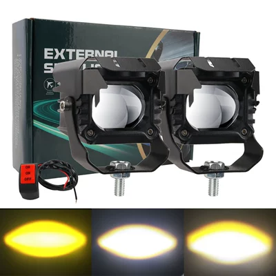 High and Low Beam Front — Motorcycle headlights, headlights - white-and-yellow-two-pack-2-switches