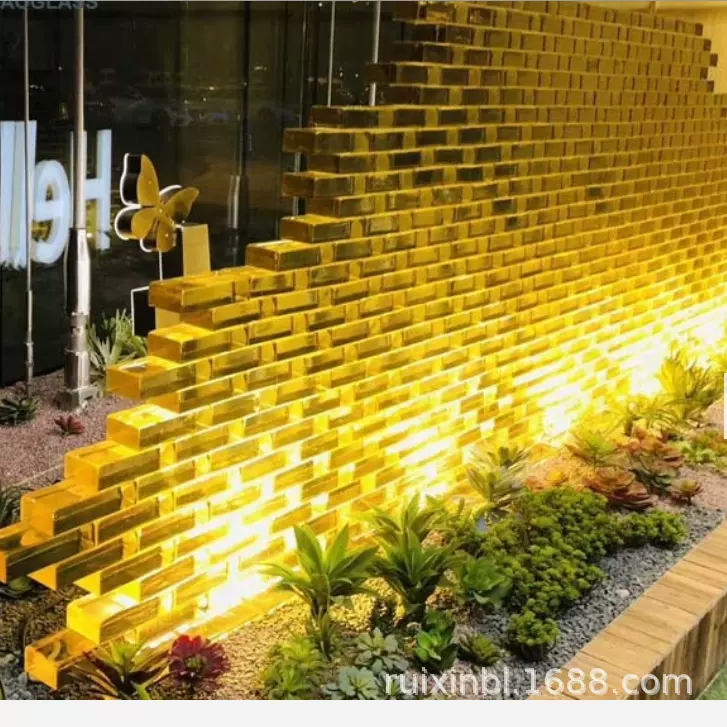 定制加工装饰玻璃砖玻璃墙热熔砖彩色透明隔断方形吧台玻璃墙砖