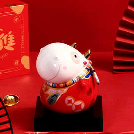 牛年吉祥物2021十二生肖牛公司活动礼品陶瓷存钱罐招财可爱本命年