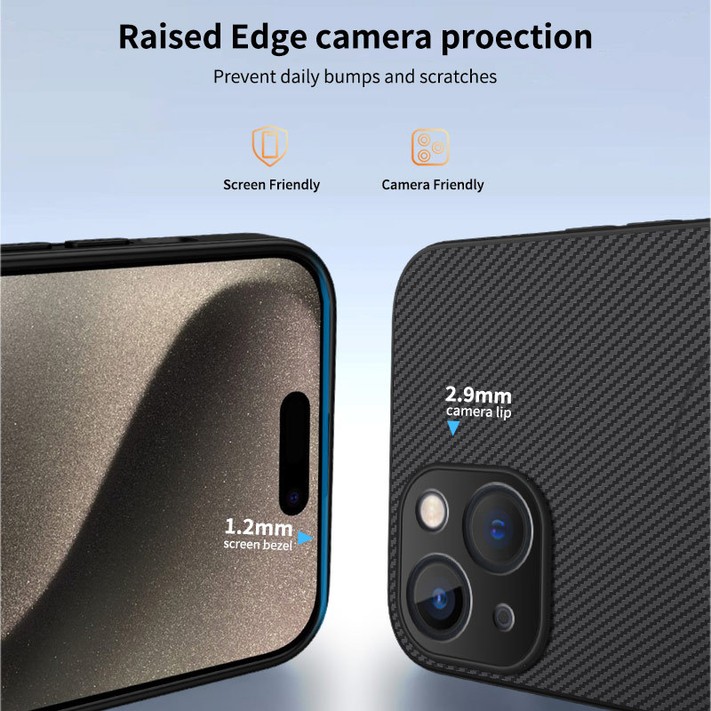 Aplicable a Apple iPhone16ProMax Carbon Fiber Imán para teléfono móvil 15Pro Funda protectora anti-caída con patrón de cuero image 4