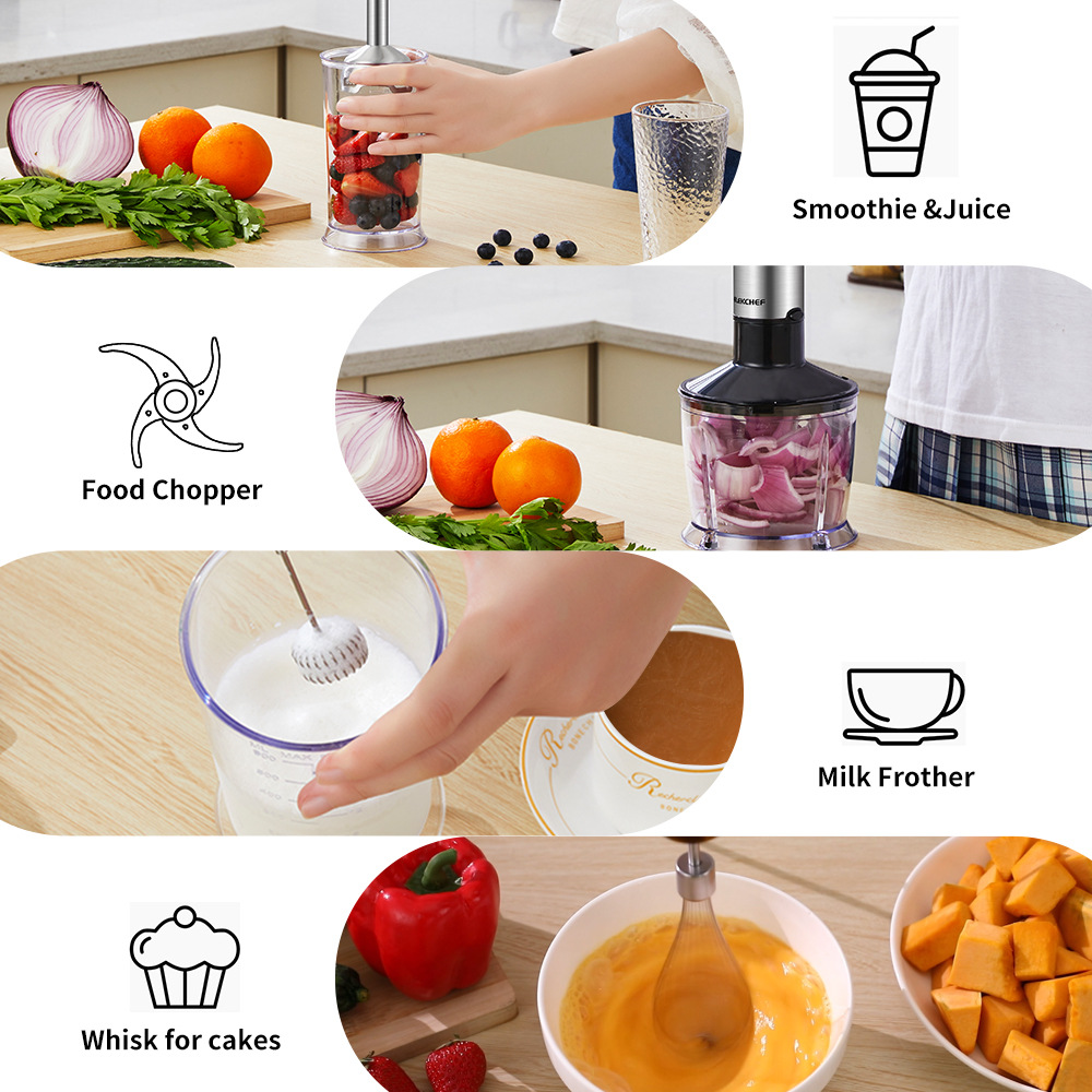 Nuevo mezclador de mano 5 en 1 transfronterizo, barra de cocción de alta potencia, homogeneizador hand blender