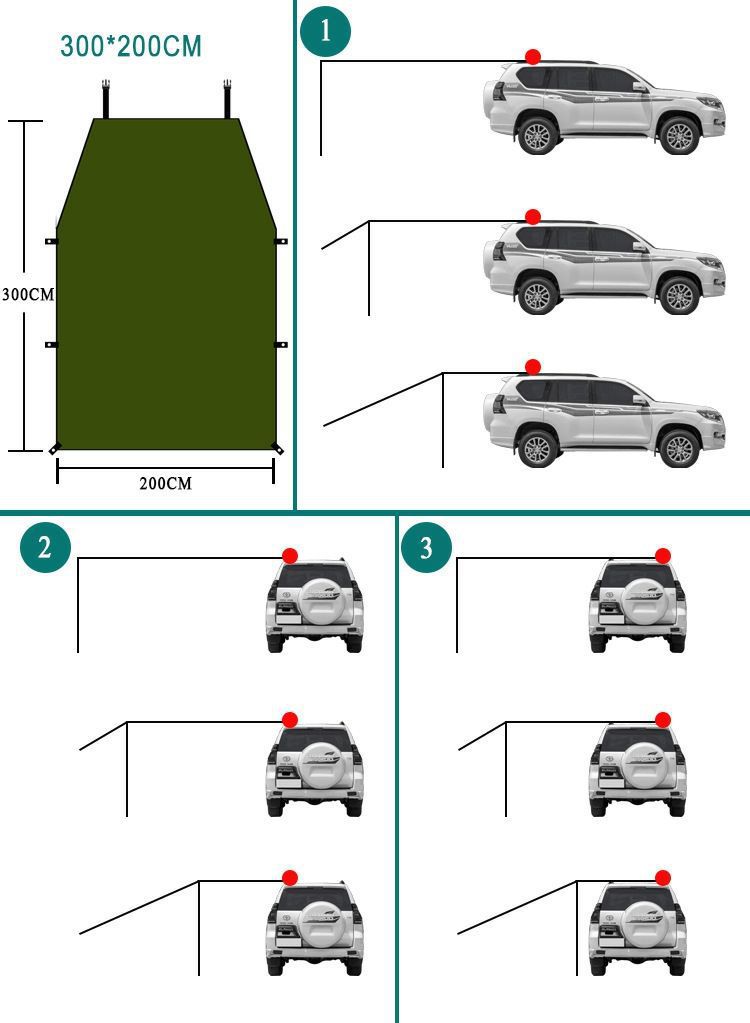 Car Side Awning Rainproof Off-Road Vehicle Car Side Tent Side Canopy Outdoor Off-Road Vehicle Self-Driving Car Equipment
