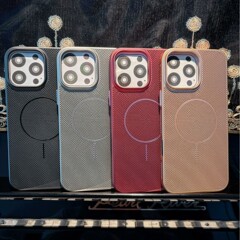 适用苹果17Promax散热磁吸手机壳金属漆iPhone16纯色15网孔14硬壳