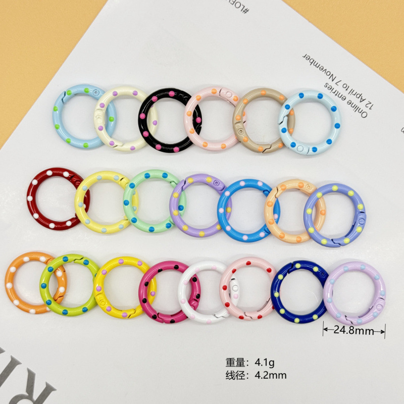 スプリングリングキャンディーカラースプリングバックルアクセサリーカラフルな愛ペイントブックリングカードリングキーホルダーオープン diy ジュエリー|undefined