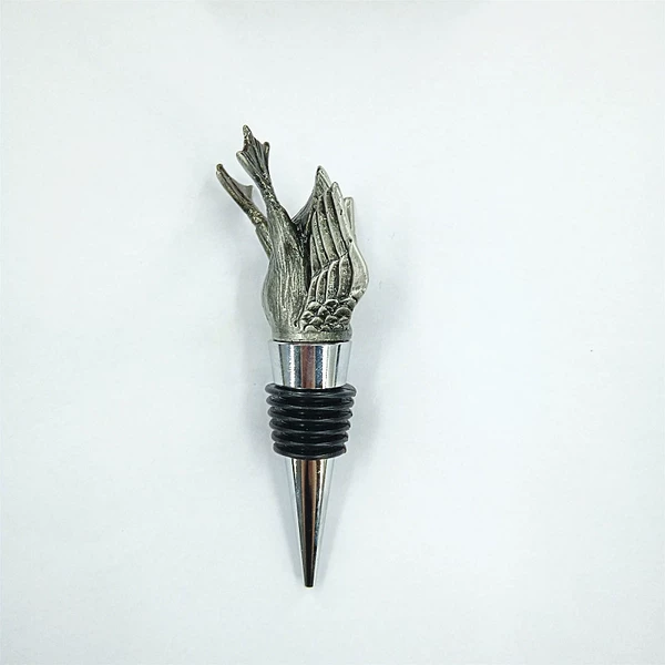 Antique pewter duck bottle stopper