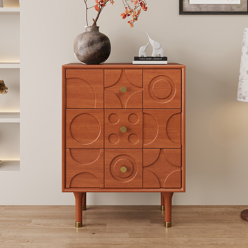 Nordic Creative Bedside Table, Simple Modern Retro Style Bedside Table, Antique Style Storage Small Cabinet, Carved Bedside Table